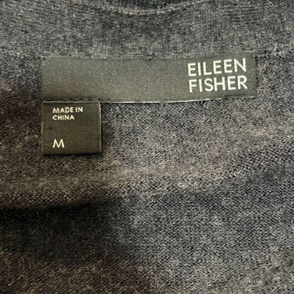 Eileen Fisher Medium Cotton/Cashmere Button-Front Cardigan Gray Sequins - Picture 6 of 8